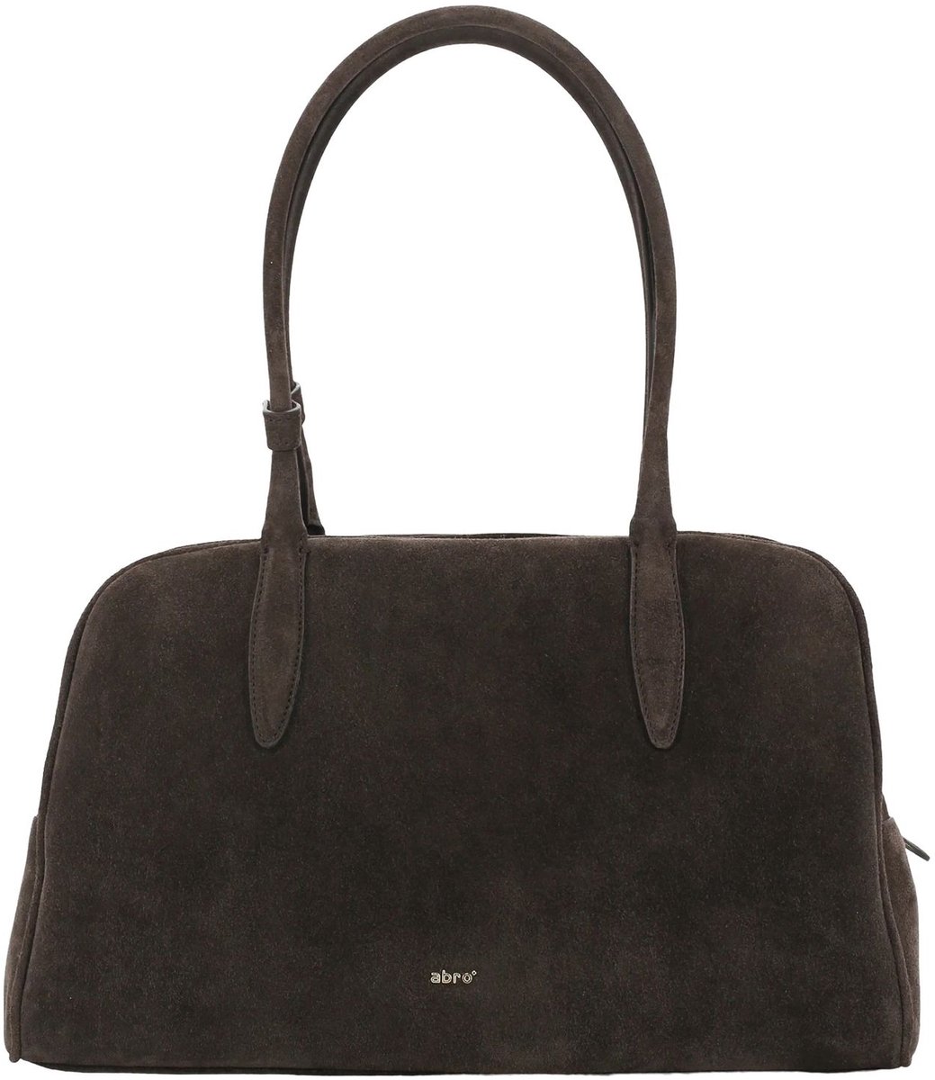 abro schoudertas Leather Suede Amara Shoulder Bag Dark Brown donkerbruin