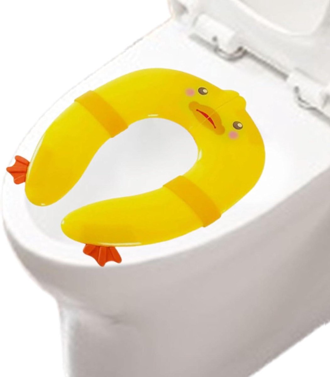 Kinder Toiletbril - Potty Training Seat - Onderweg Hygiëne - Opvouwbaar Ontwerp - 25.7 x 18.2 cm - Geel