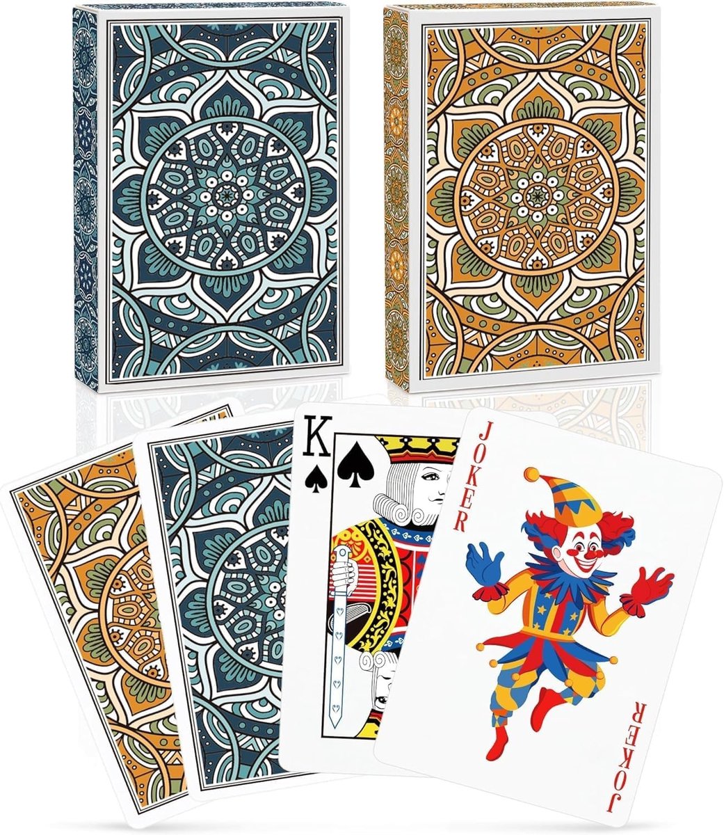 Speelkaarten in Groen en Oranje - Duurzaam, Geschikt voor Spellen, Perfect voor Feestjes