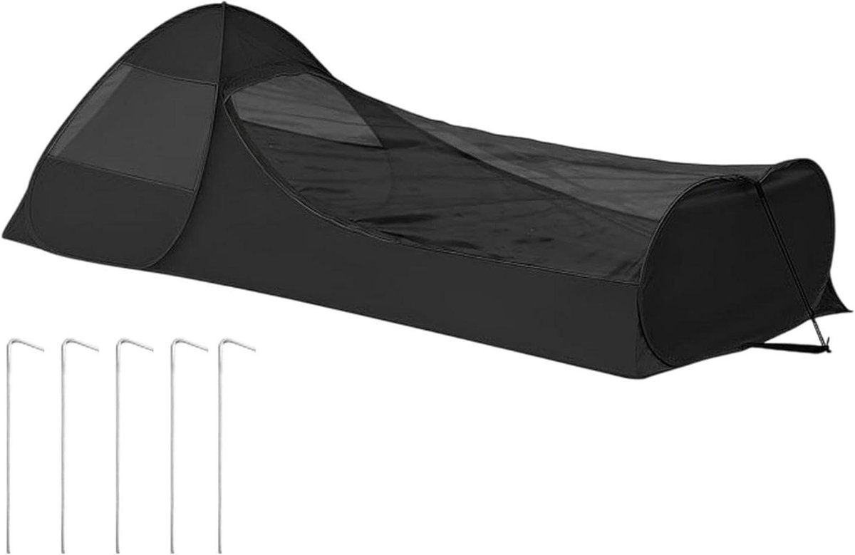Opvouwbaar campingbed - Pop-up bed - Kamperen en buiten - Snelle montage 2 seconden - 220 x 105 cm - Zwart