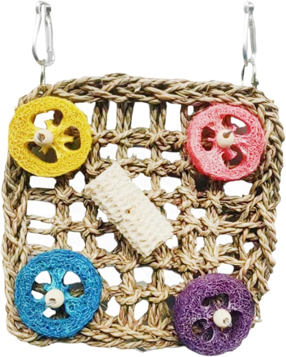 Vogelspeeltjes Parkieten - Vogelkooi Speelgoed - Vogels Trainen - Natuurlijke Zinksimulatie - 23x18x3 cm - Multicolor