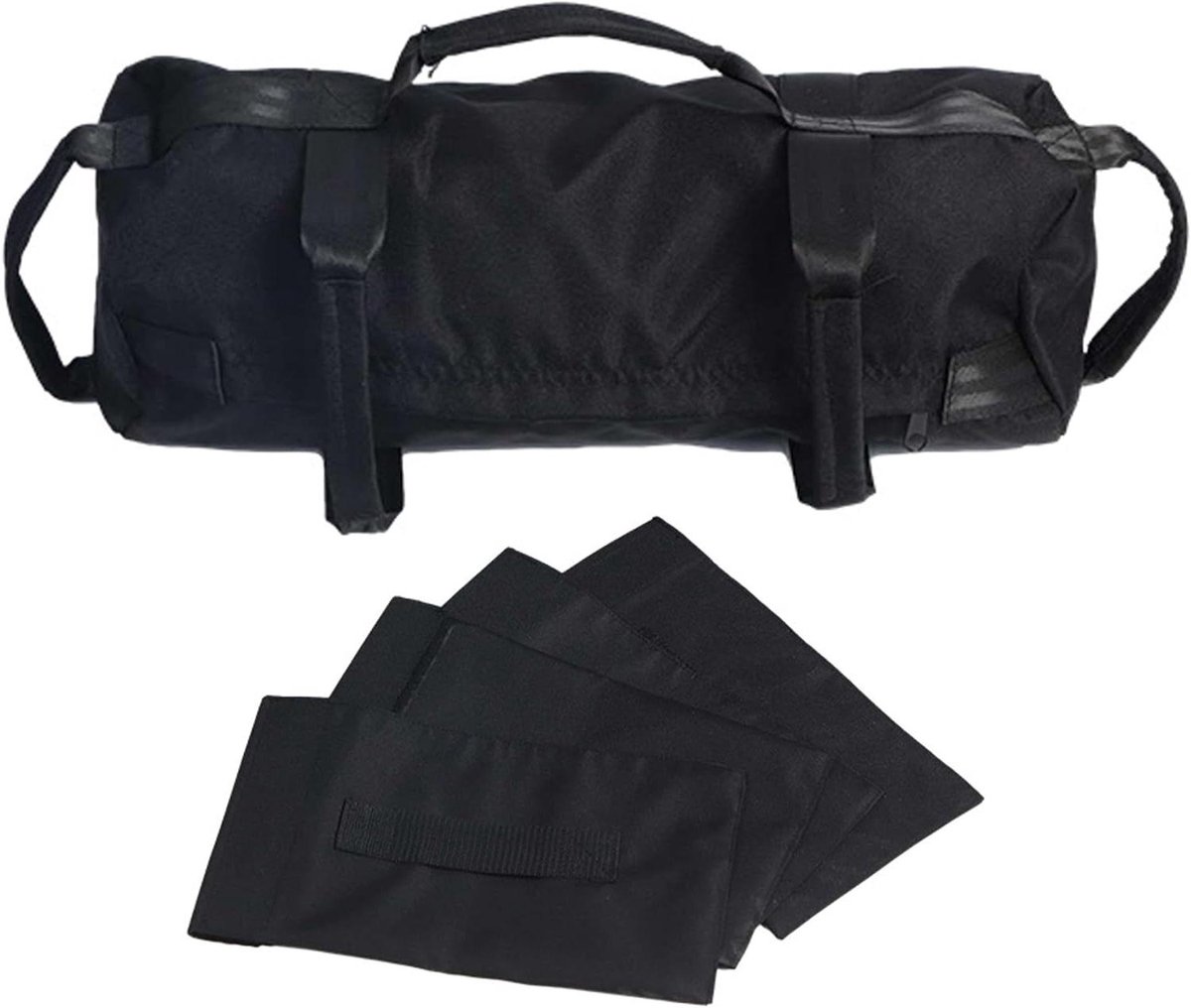 Gewichtszandzak - Powerbag Trainingszak - Krachtopbouw Training - 8 Zachte Handgrepen - 46 x 19 x 19 cm - Zwart
