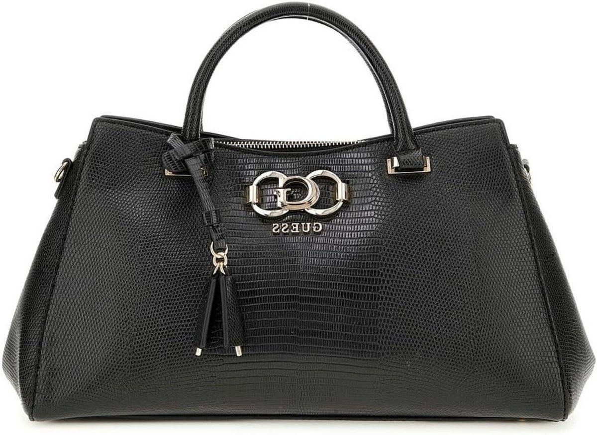 Luxe Handtas - Schoudertas Satchel - Dagelijks Gebruik - Slangenprint Look - 33 cm breed - Zwart