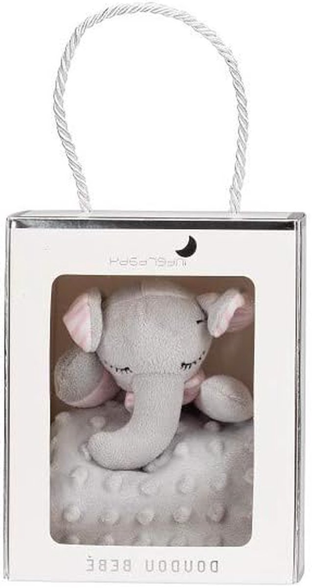 Baby Knuffel Olifant - Deken Olifant - Baby Slaapcomfort - Fluweelzacht Materiaal - 28 x 17 cm - Roze