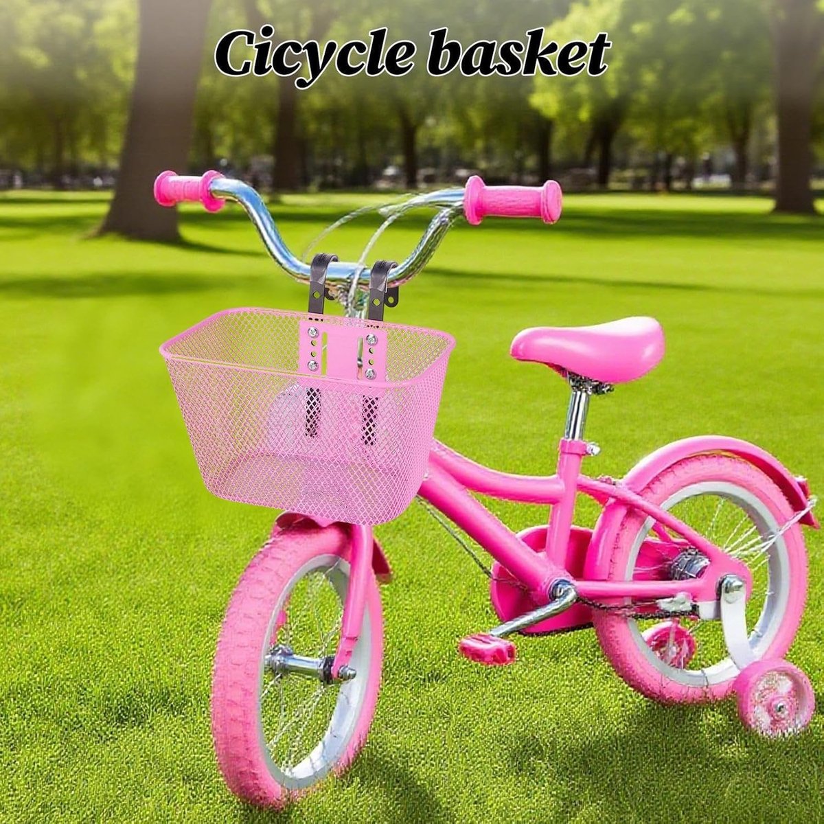 Fietsmand Kinderen - Stuurmand Fiets - Boodschappen Vervoeren - Roestvrij Metaal - 36 x 23 x 18 cm - Roze