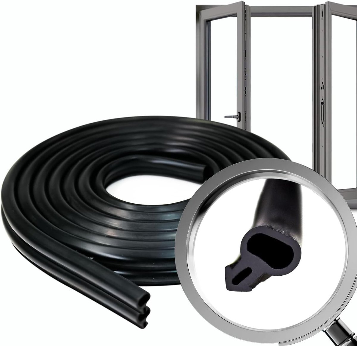 Rubberen Raamafdichting - Zwart - 5 meter - Hoogwaardige EPDM voor Isolatie - Voor PVC- en Aluminium Ramen
