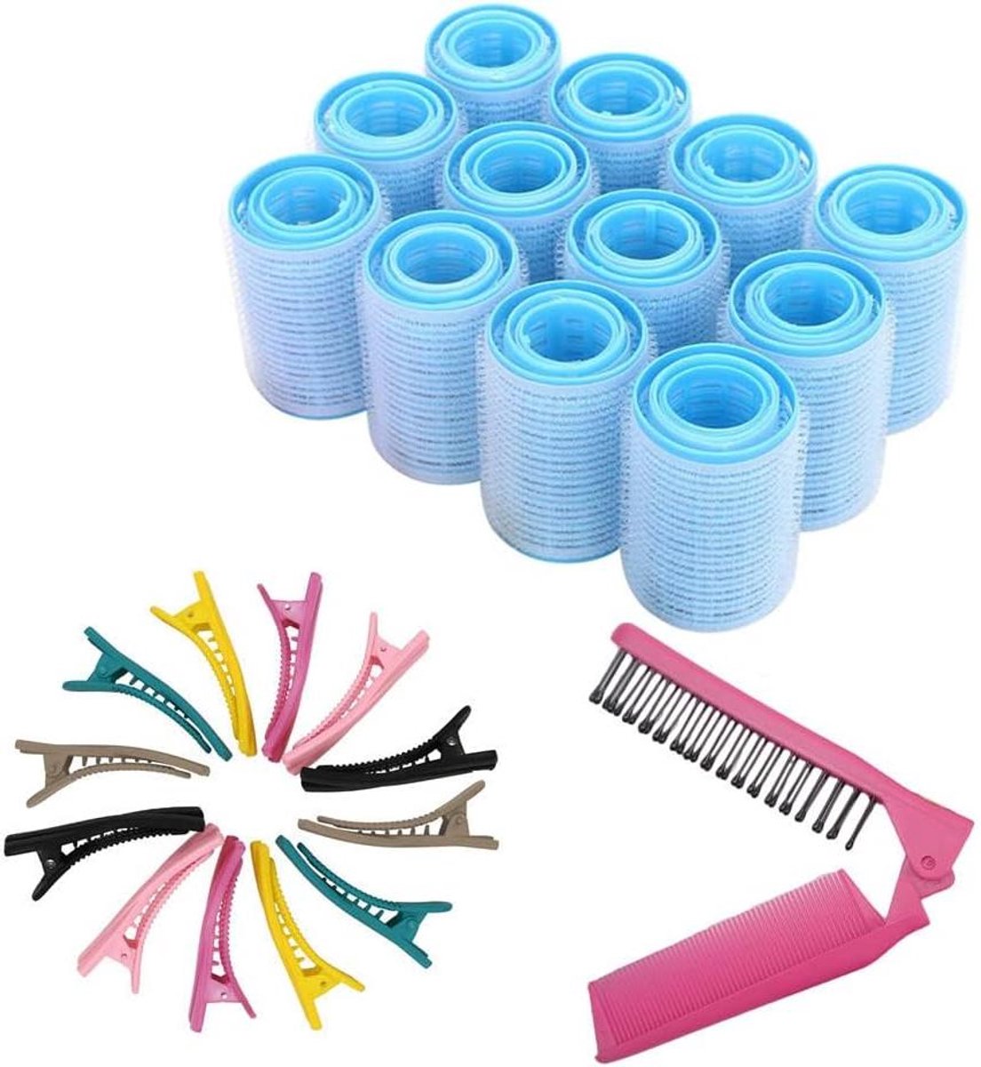Haarrollers Set - Krulstangen Flexibel - Haar Krullen - Hittevrij Werken - 36 Stuks - Blauw