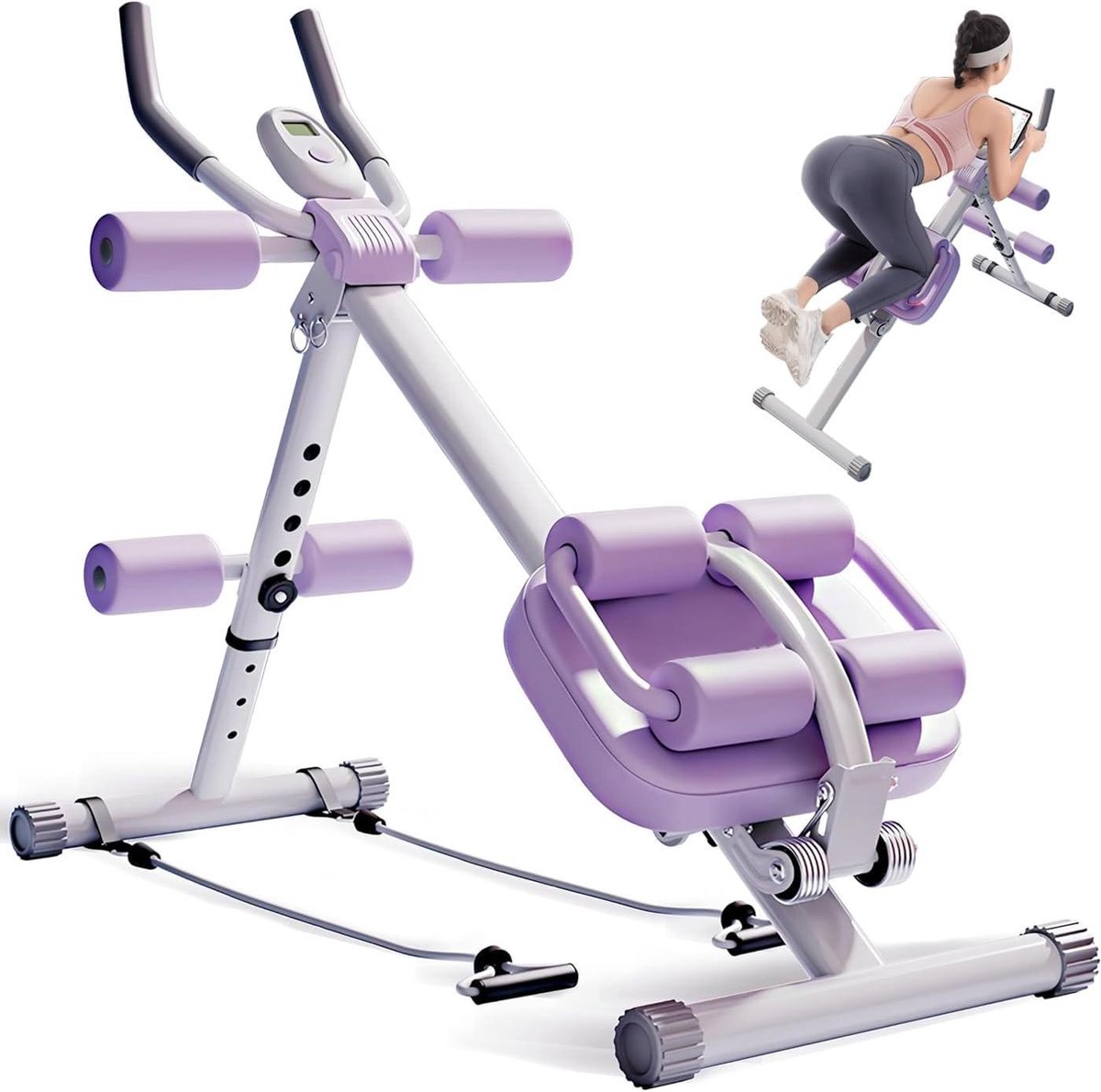 Buikspiertrainer - Fitnessapparaat - Thuis trainen - Zelfrebound functie - 150 kg draagvermogen - Zwart