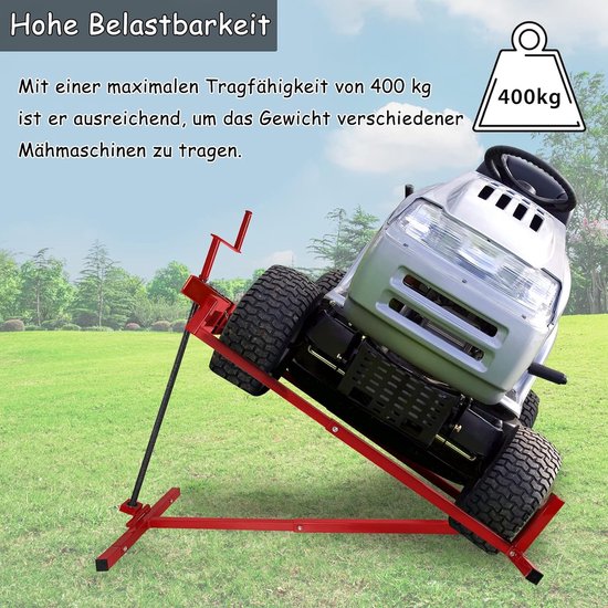 Grasmaaier Lift - Hefbrug Tractor - Onderhoud en Reiniging - 45 Graden Kantelbaar - Max 400 kg - Rood — afbeelding 3