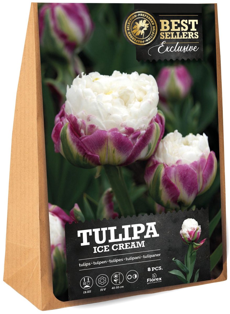 Tulp (Tulipa) - en Ice Cream Mix - Snijbloemen - Voorjaarsbollen - bloeit in April / Mei