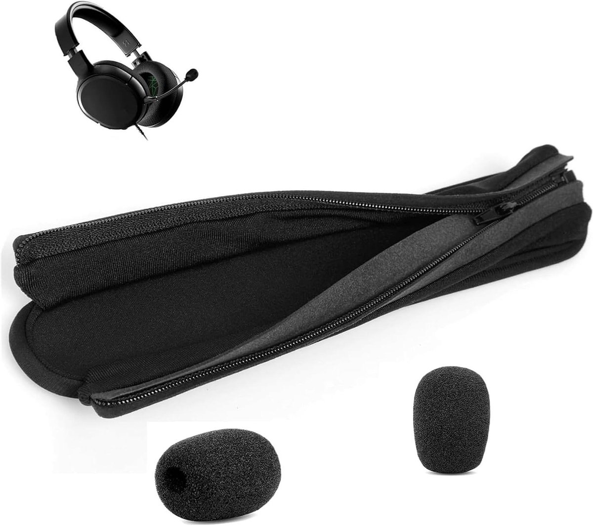 Hoofdtelefoon Hoofdband Beschermers - Hoofdband Covers - Bescherming Hoofdband - Met Rits - 1 stuks - Zwart