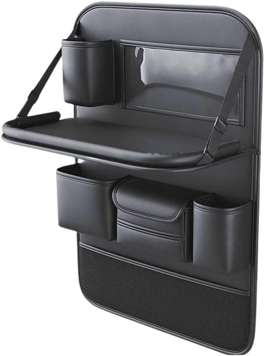 Autostoel Organizer - Rugleuning Beschermer - Auto Opbergen - Waterdicht Leer - 64x45 cm - Zwart