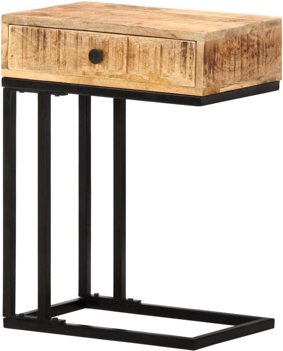 U-vormige bijzettafel - Houten tafel - Opbergen en decoreren - Unieke houtnerf - 61 cm hoog - Natuurlijk bruin
