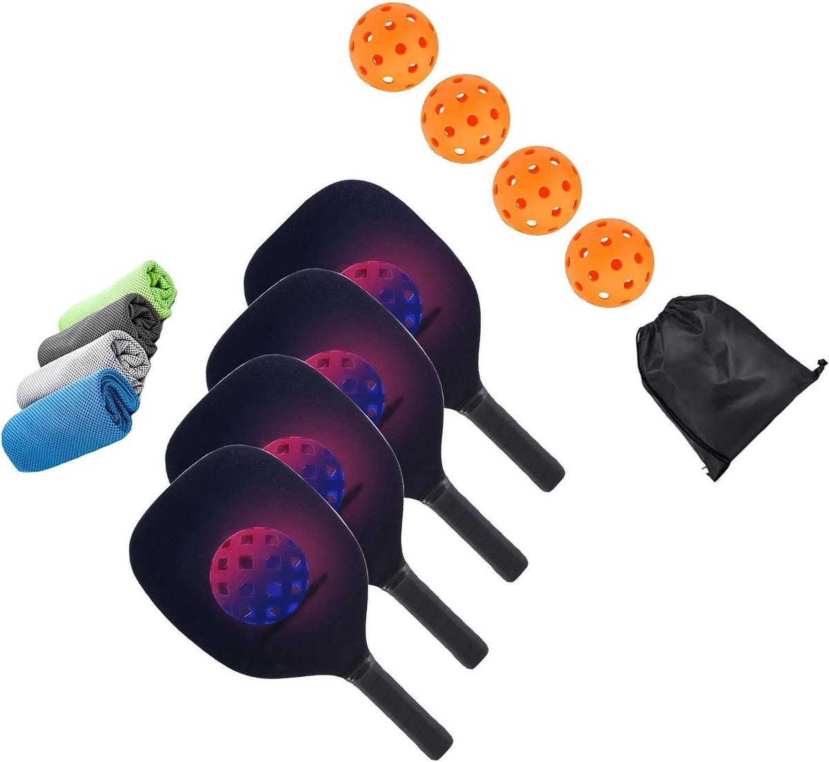 Pickleball Rackets Set - Sport Rackets - Binnen Sporten - Inclusief Opbergtas - 4 Rackets 4 Ballen - Niet Gespecificeerd