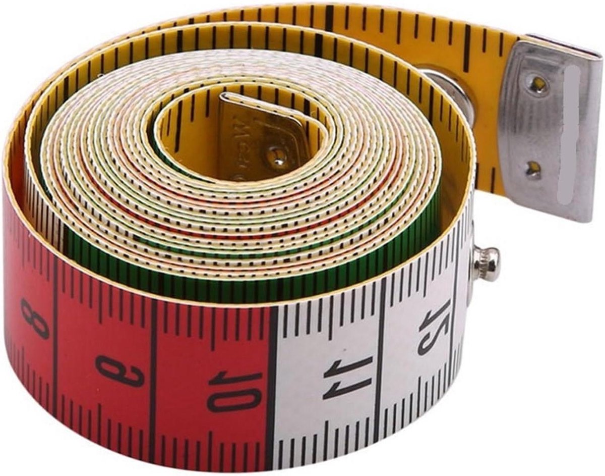 Lintmeter - Zachte liniaal - Nauwkeurig meten - Schokbestendige hoes - 1.5 meter - Veelkleurig