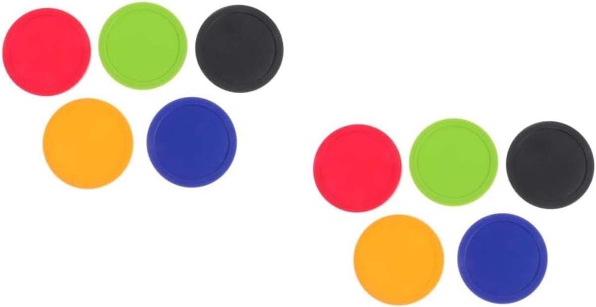 Airhockey Pucks - Tafelspel Accessoires - Indoor Spelplezier - Duurzame Plastic Constructie - 10 Stuks - Assorti