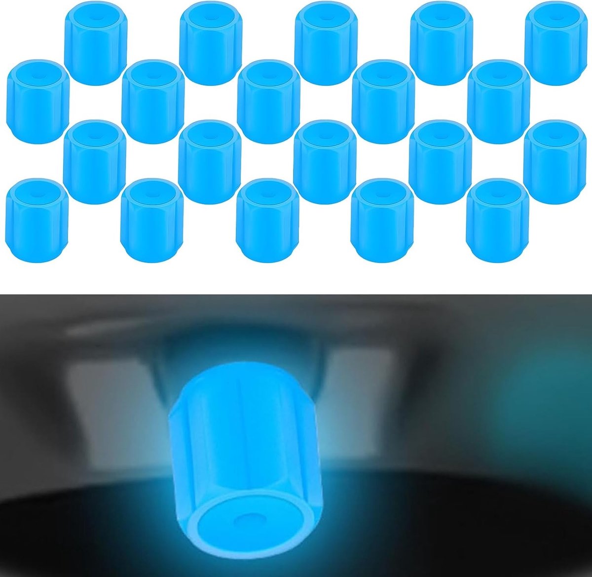 Set van 20 Luminous Ventieldoppen voor Auto Banden - Waterdicht, UV-Bestendig en Eenvoudig te Installeren