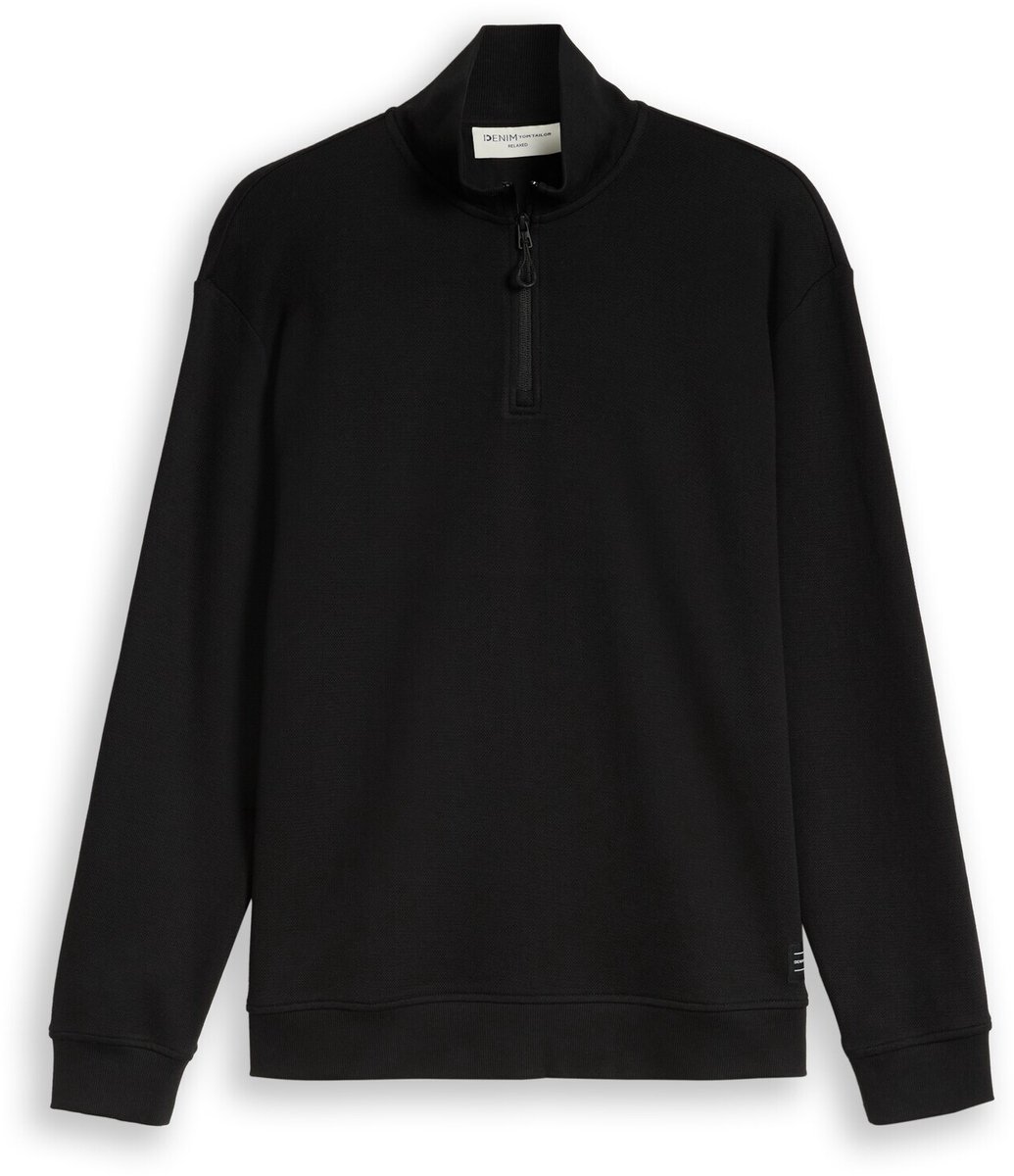 Tom Tailor Denim - Troyer-sweatshirt met relaxte pasvorm - Maat M - Black