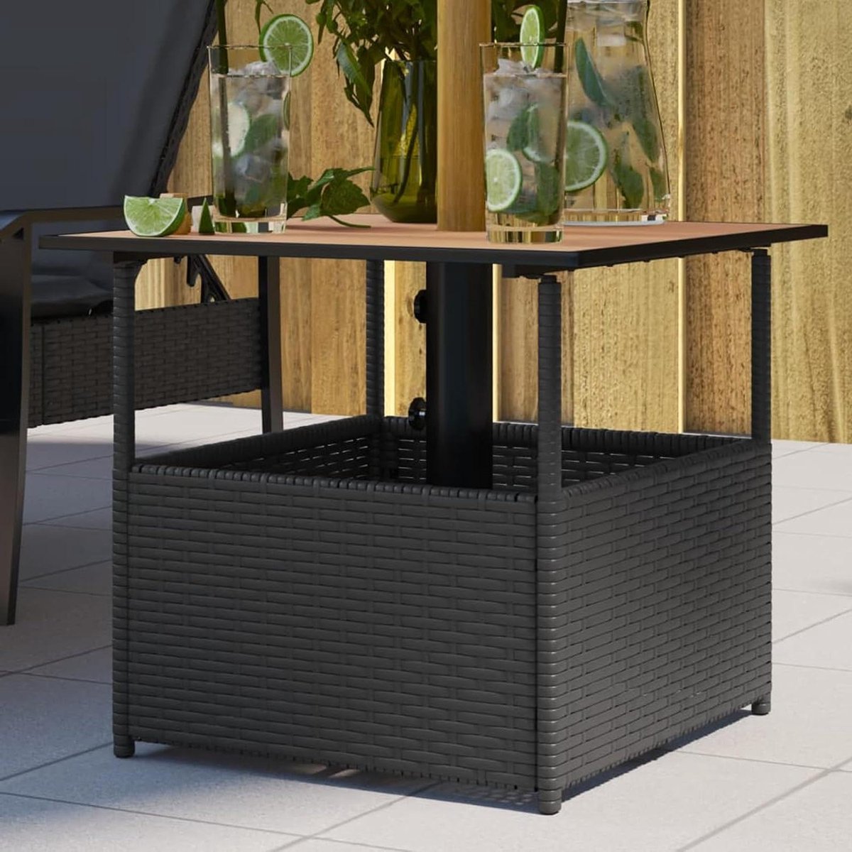 Tuin tafel - Balkon tafel Patio tafel - Buiten zitten - Met parasolgat - 55 x 55 x 46.5 cm