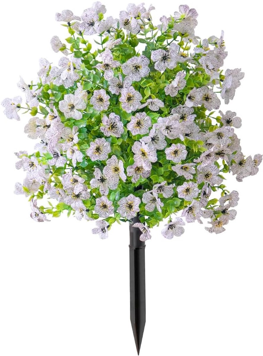 Casalora® Kunstbloemen met Grondpinnen – Wit Kunstbloemen Buiten – 60 cm – Tuindecoratie – Onderhoudsvrije Bloemversiering voor Tuin, Balkon en Terras