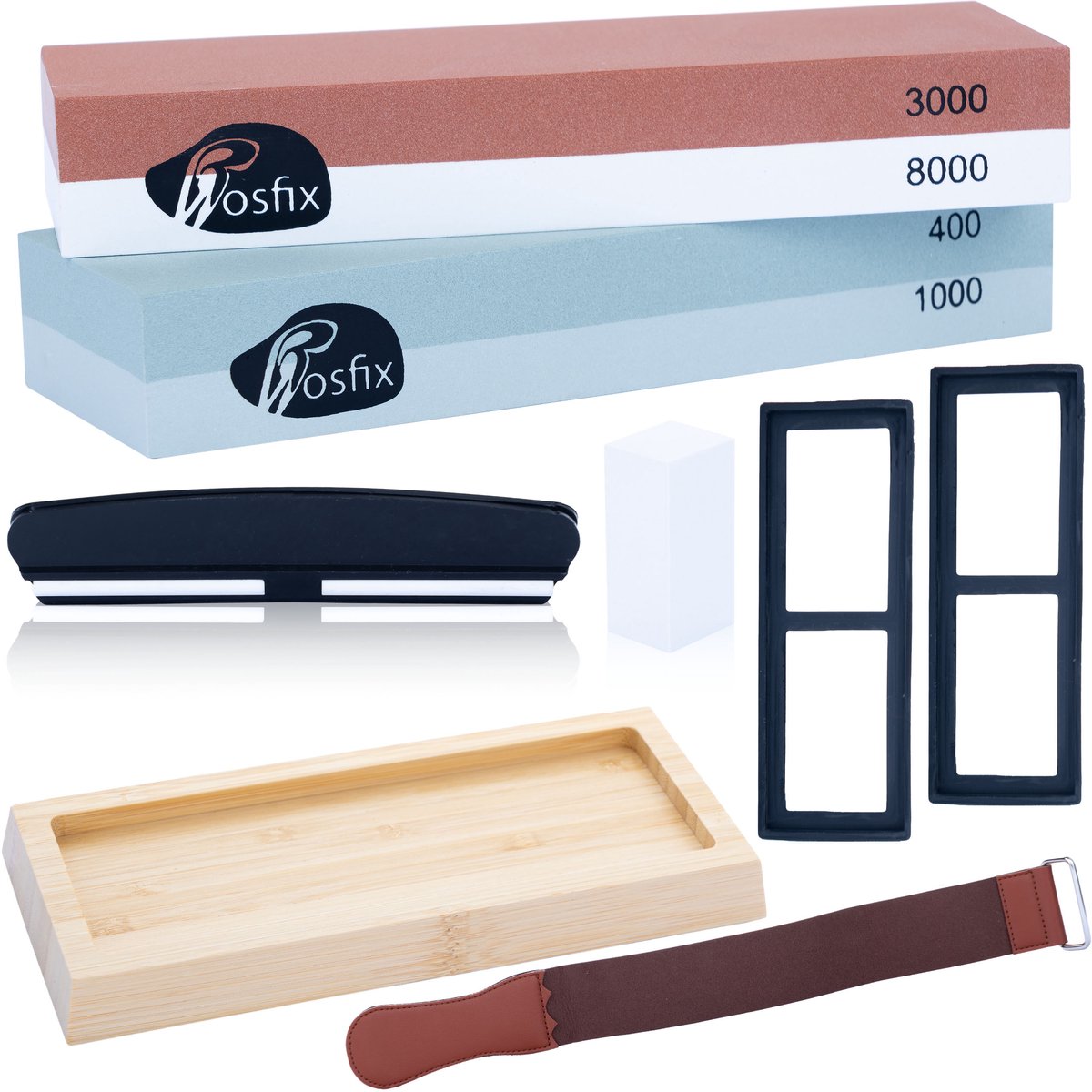 Rosfix Slijpsteen Set Dubbelzijdig - Korund - 400/1000/3000/8000 Grit, 3x18x6cm