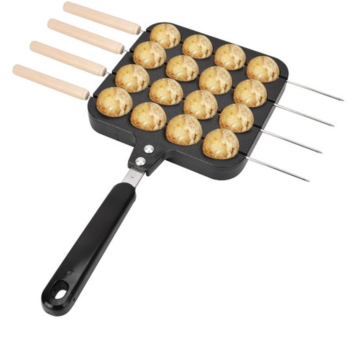 Takoyaki Pan Gegoten Aluminium - Aebleskiver Pan - Pannenkoekenpan - Antiaanbaklaag - 20 Pannenkoekenballen - 4 Tabs