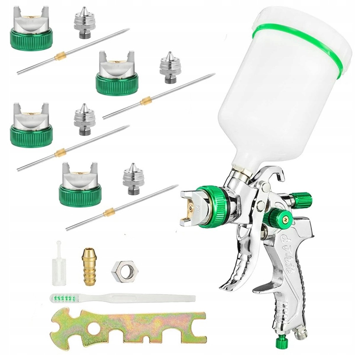 Rosfix Spuitpistool HVLP - 4 Spuitmonds 1,4/1,7/2,0/2,5 - 600 ml, 1/4" Aansluiting, 170 L/min, 3–4