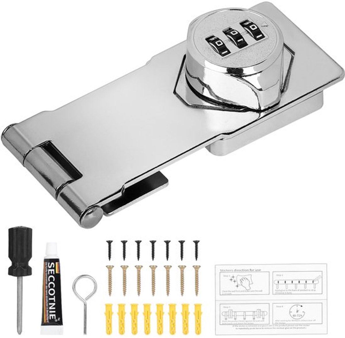 Haspslot 4,5 inch - Wachtwoordslot - Mechanisch slot - Kastslot - Kastsloten - Veiligheidsoplossing voor deuren