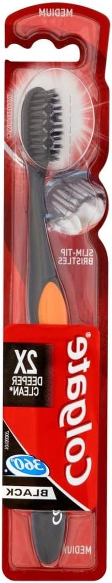 Tandenborstel - Handtandenborstel - Mondhygiëne - Met Actieve Kool - 2.5 x 1.5 x 7.5 cm - Zwart