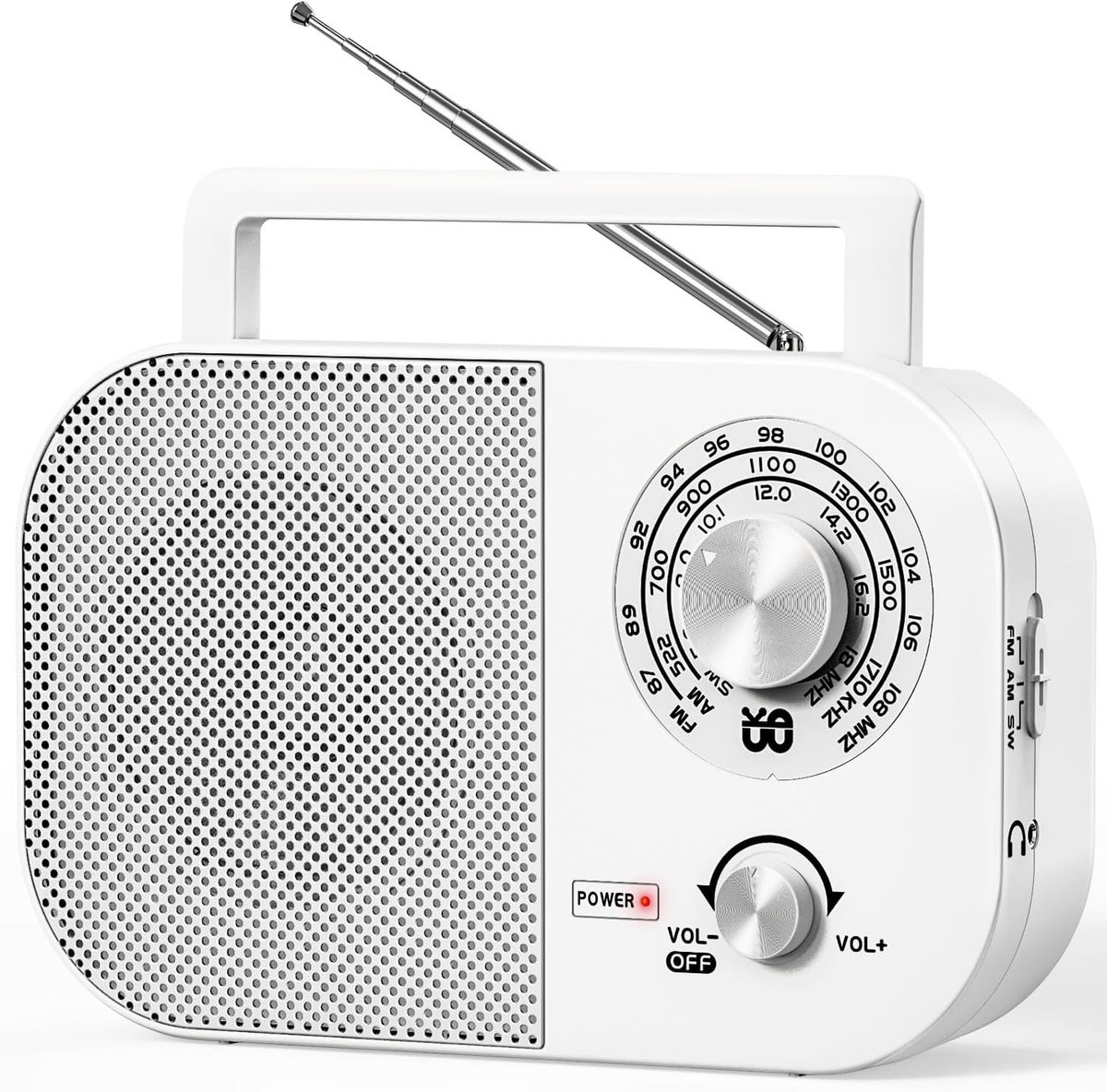 Noodradio solar en opwindbaar - Wit - Draagbare radio met AM, FM, SW - Ingebouwde luidspreker en hoofdtelefoonaansluiting - Voor thuis en outdoor gebruik