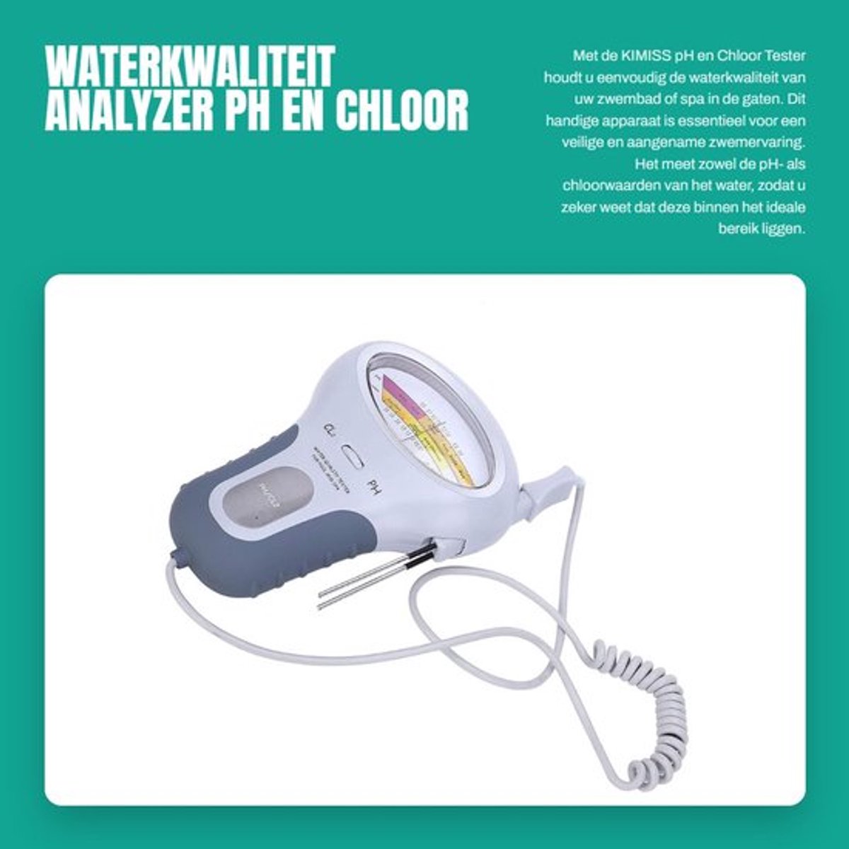 pH Tester - Waterkwaliteit Tester - Chloor Tester - Zwembad/Spa - Duurzaam - Grote Scherm voor Eenvoudige Lezing