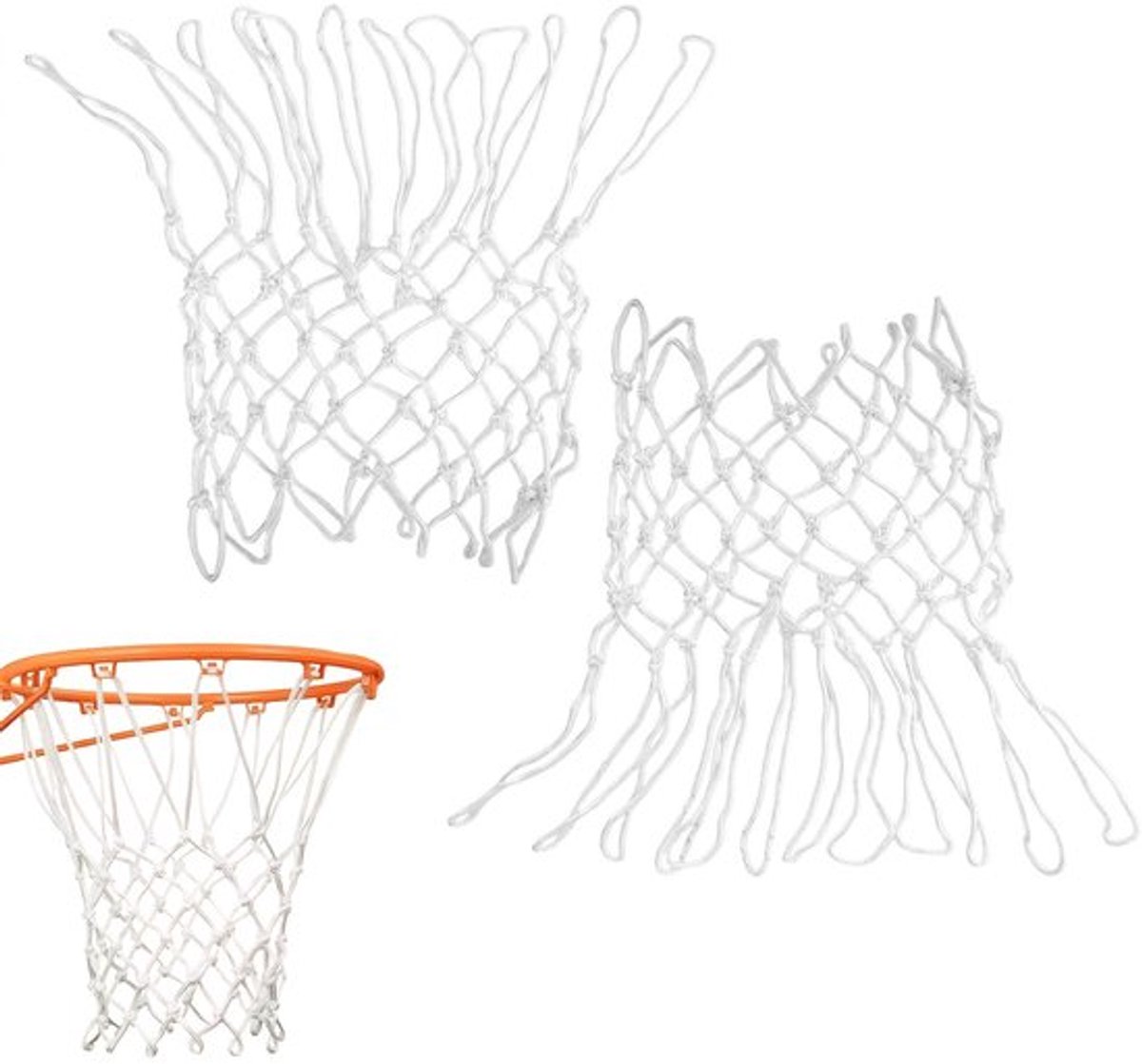Basketbalnet Weerbestendig - Vervangend Net - Voor Binnen/Buiten - 12 Gespen - Robuuste Polyestervezels - Anti-Zweeptechnologie - Basketbaldoelnet