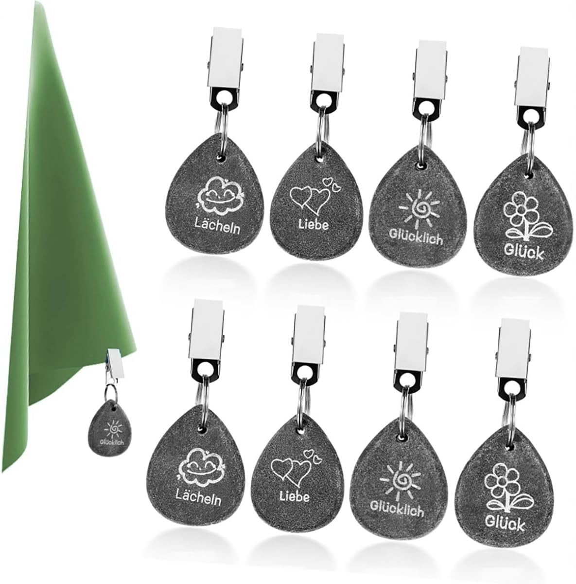 Marmeren Tafelkleedgewichten - Zwart - Set van 8 - Zware Premium Gewichten met Clip - Voor Binnen en Buiten