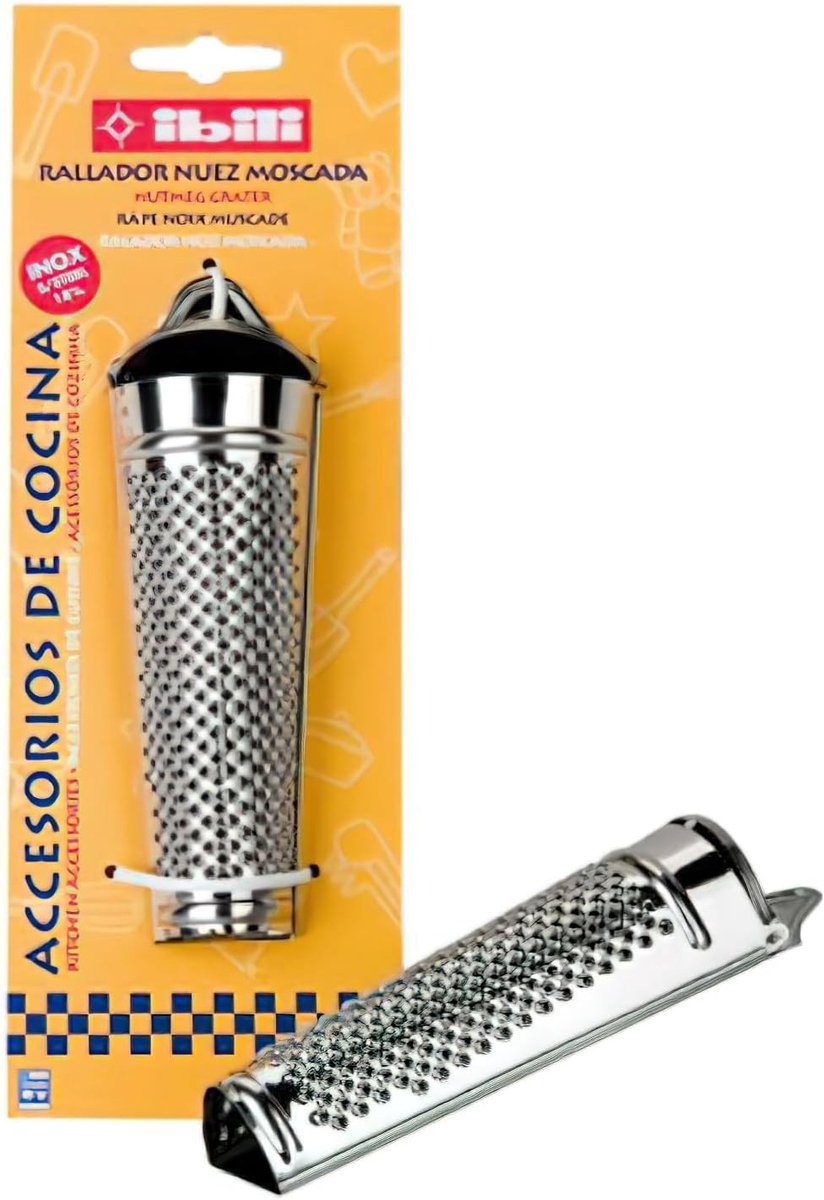Nootmuskaatmolen - Zilver - 13,5 x 6 x 3 cm - Roestvrijstalen Keukengerei - Voor Thuisgebruik