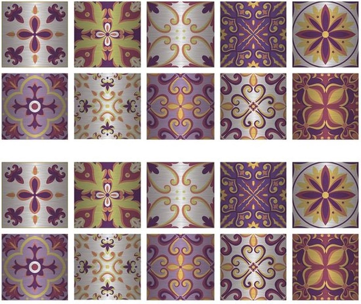 Tegelstickers 20 stuks - Zelfklevend - 15 x 15 cm - Metallic - Voor badkamer/kitchen - Eenvoudig aan te brengen en verwijderen - Wanddecoratie