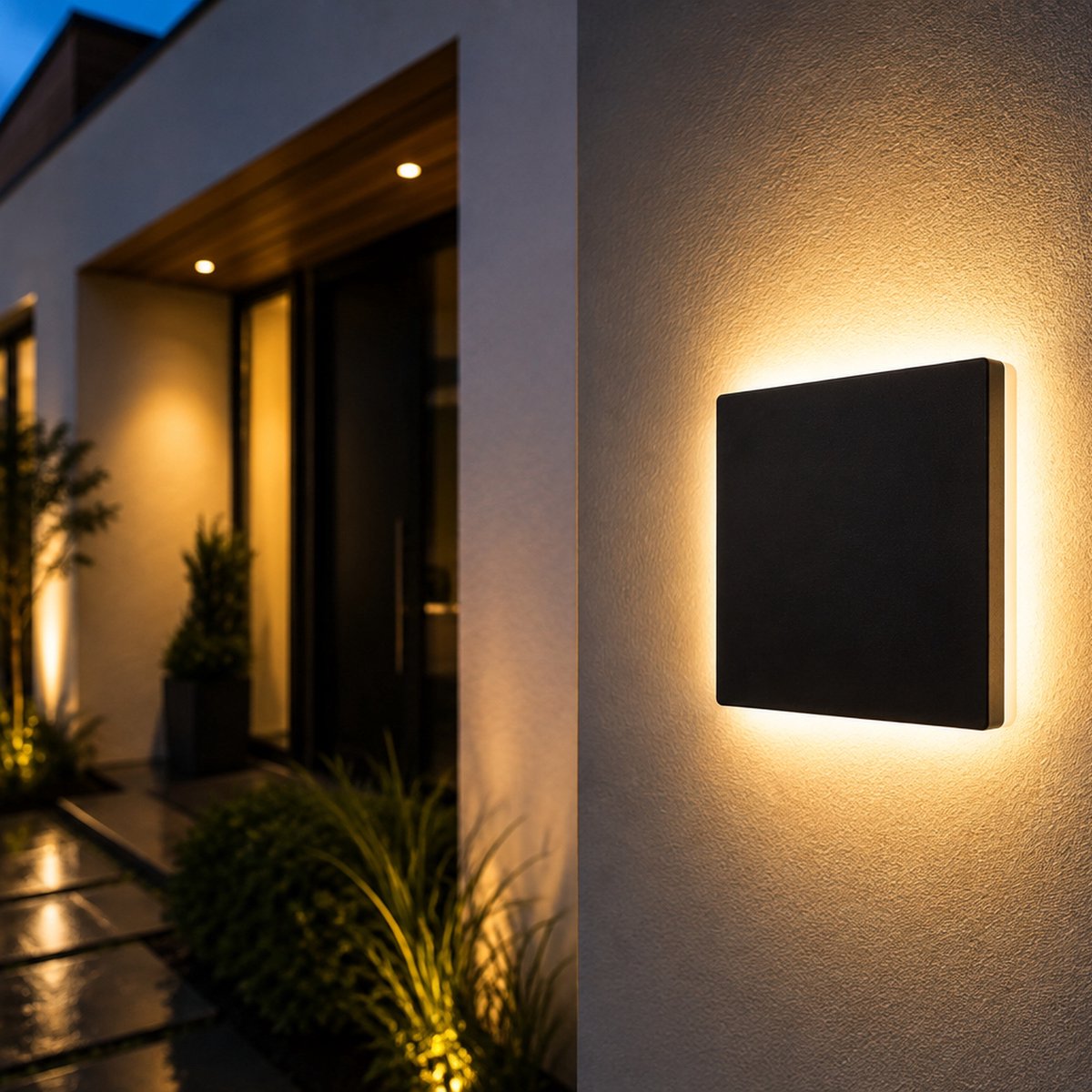 Narvie LED Wandlamp Buiten – 360° Indirect Licht – 10W – 800 Lumen – IP65 – Aluminium – Warm Wit 3000K – Design Gevellamp – Zwart