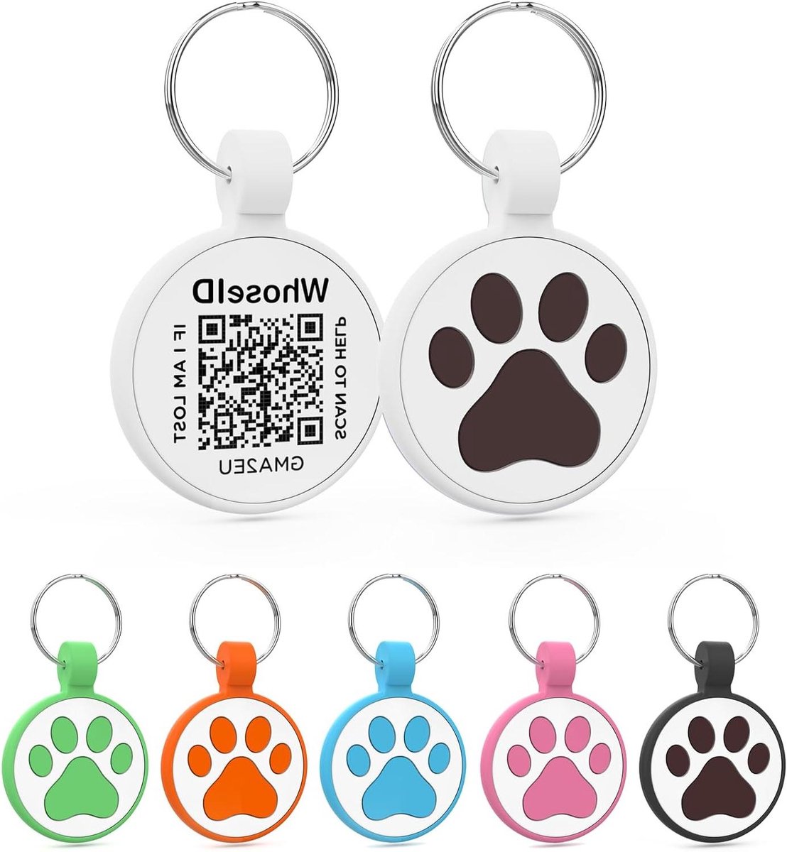 QR-code Kattentag - Huisdier ID Tag - Huisdier Vindbaar Maken - Flexibel Siliconen Materiaal - 1 inch - Wit