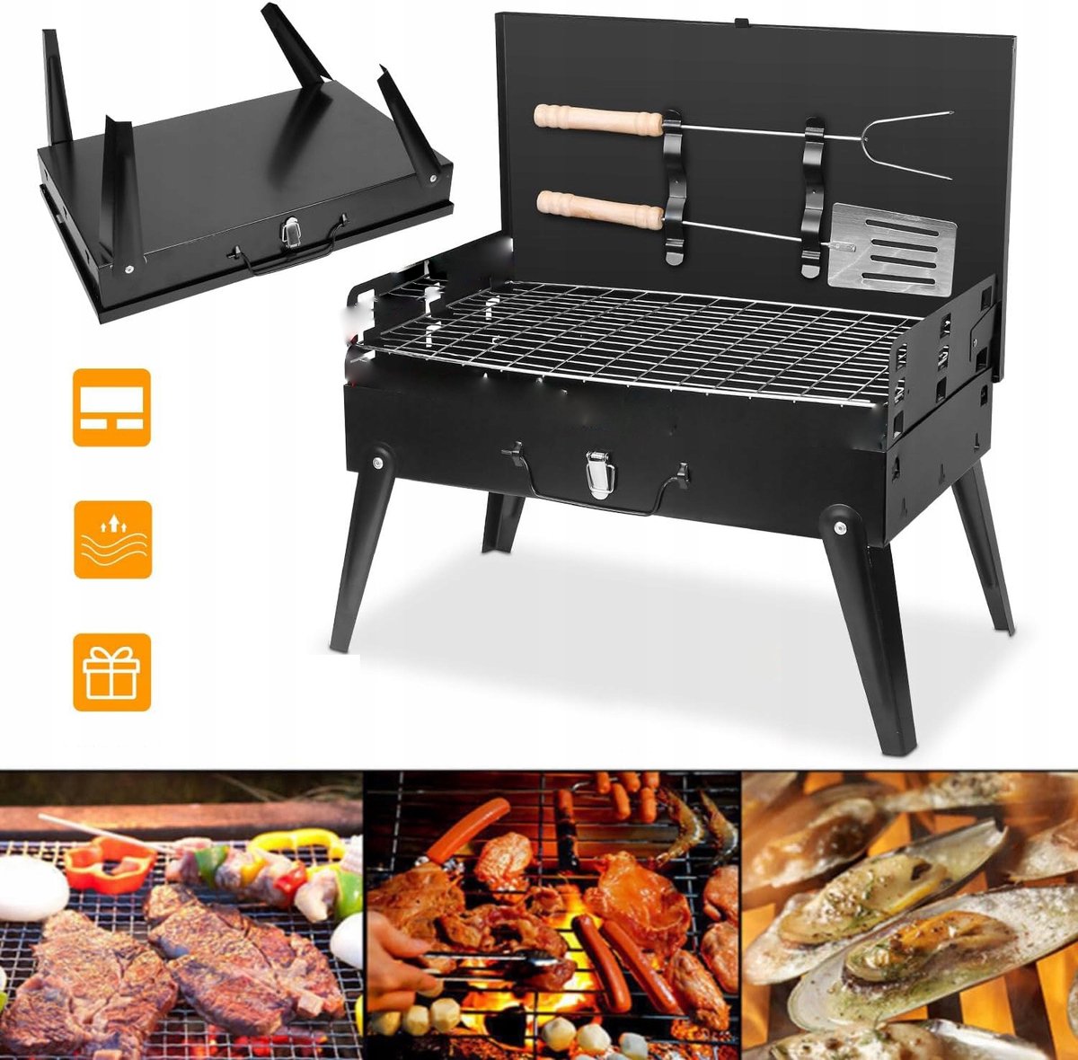 Draagbare Opvouwbare BBQ Grillkoffer - Compact & Compleet