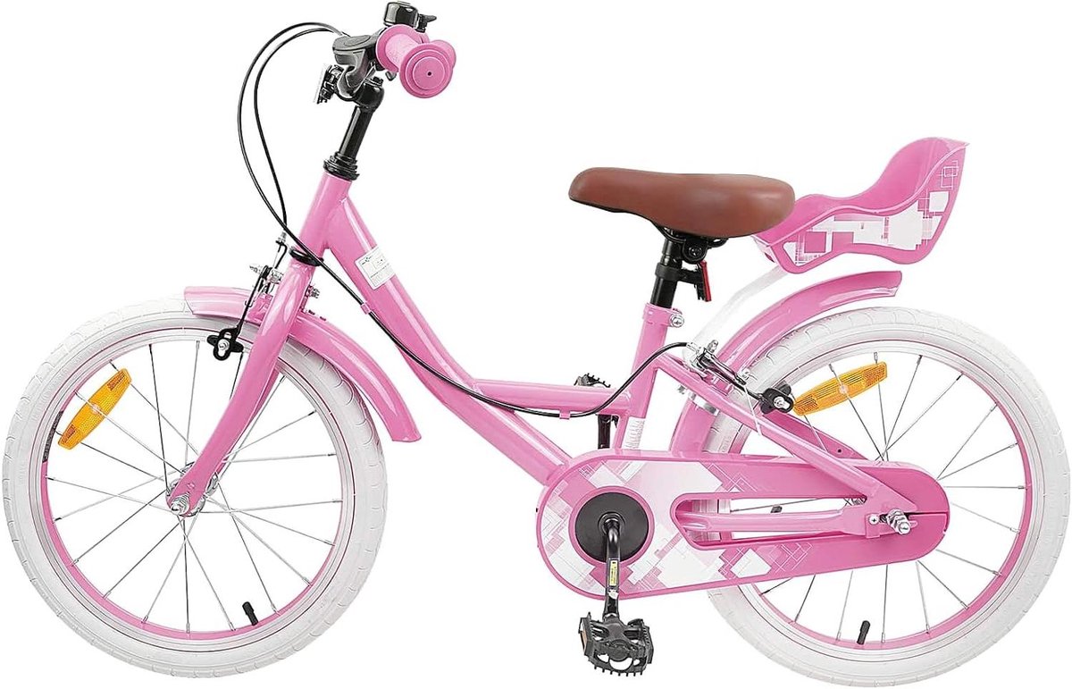 Kinderfiets 18 Inch sfiets sfiets Leren Fietsen Stalen Frame 18 inch Lichtroze