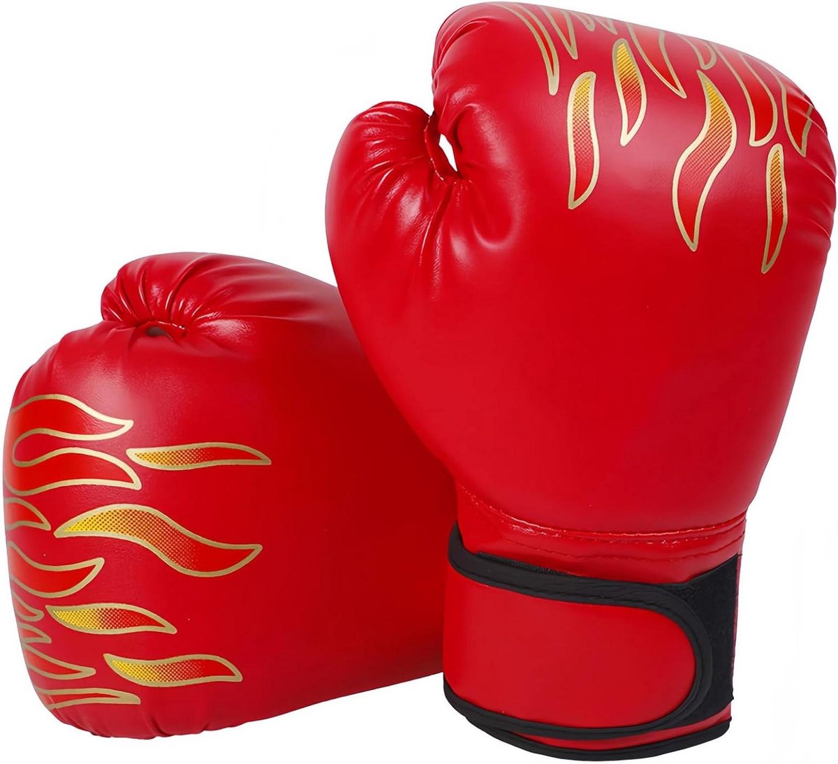 Kinder Bokshandschoenen - Jeugd Bokshandschoenen Vechtsport - Kinderen Leren Vechtsport - Verstelbare Pasvorm - 22 cm lang - Rood