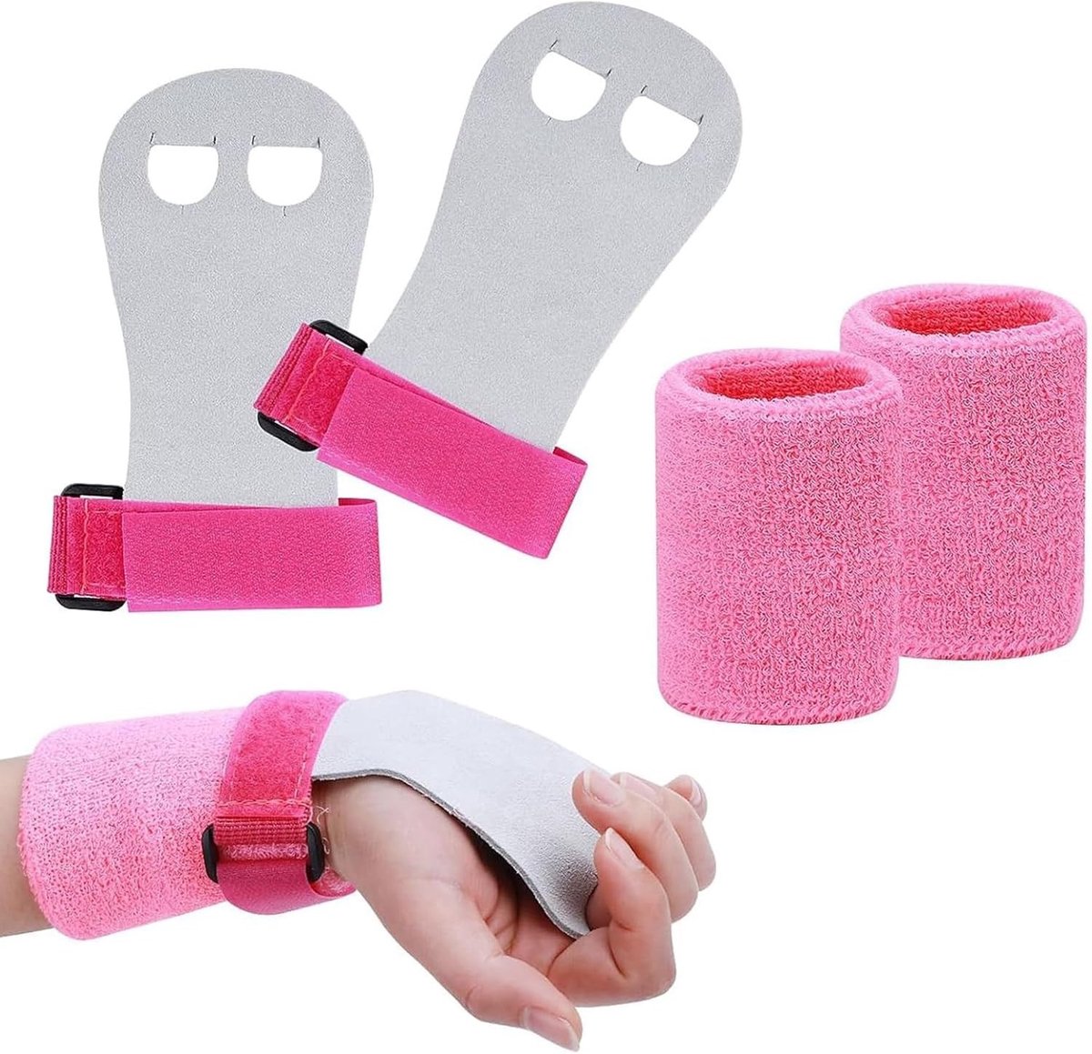 Set van 4 Gymnastiek Grip Pads voor Kinderen met Armbanden, Ideaal voor Pull Ups, Crossfit en Bodybuilding