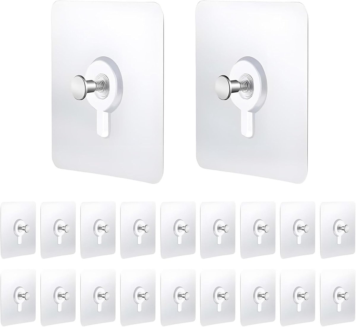 Set van 12 Transparante Zelfklevende Haakjes 7 x 7 cm voor Badkamer, Keuken en Woonkamer - Geen Boren Nodig, Ideaal voor Planken en Muren