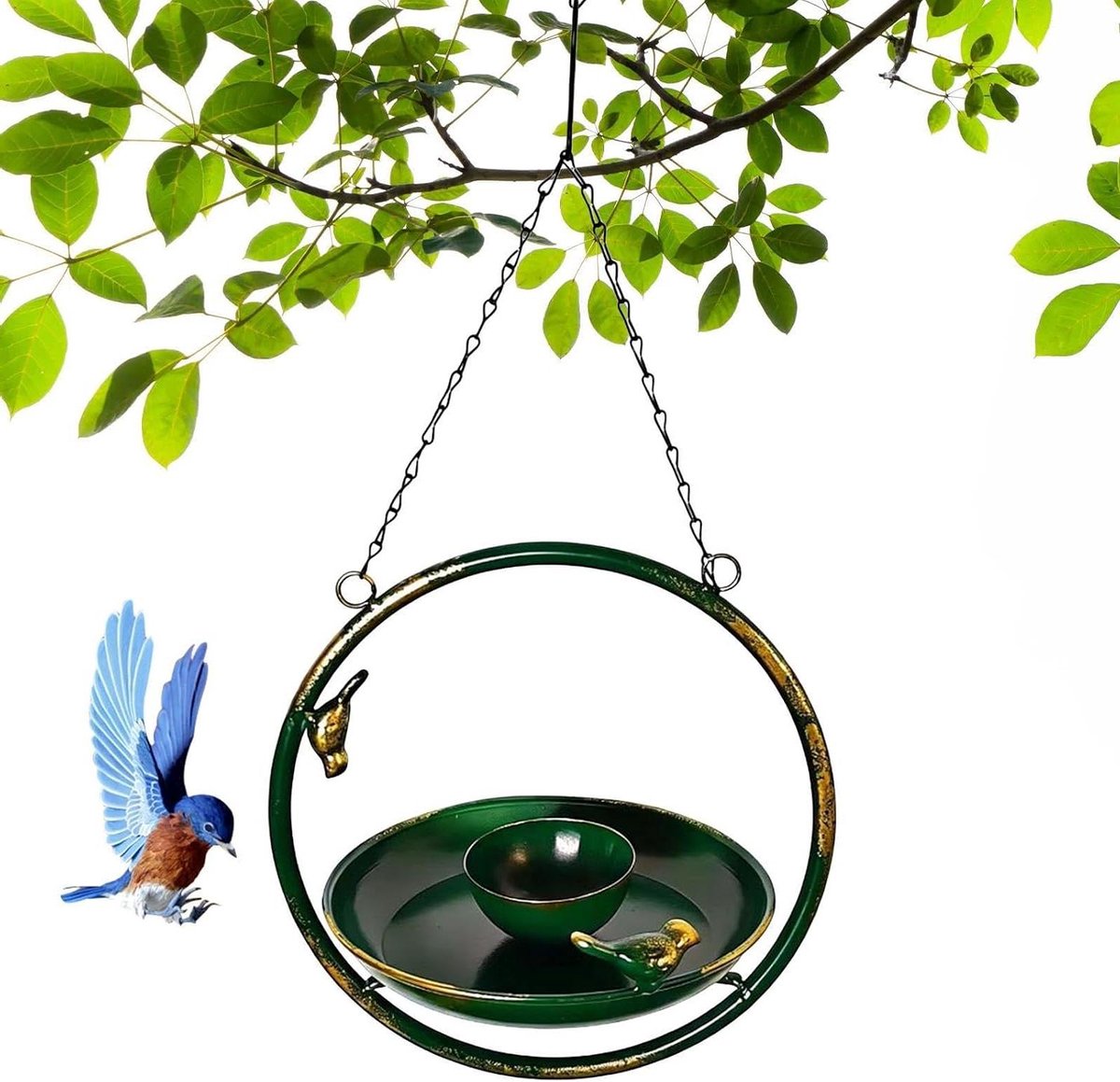 Vogelbad Buiten - Waterschaal Vogels - Vogels Voeren - Ophangbaar Ontwerp - 26 x 26 x 6.5 cm - Metaal