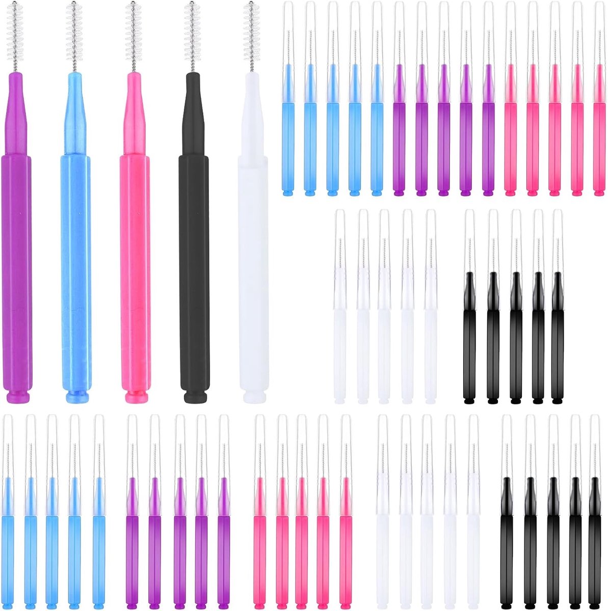 50 Stuks Micro Wenkbrauw en Wimperborstel - Multifunctionele Kam voor Wenkbrauwlaminatie, Wimperlifting en Extensions