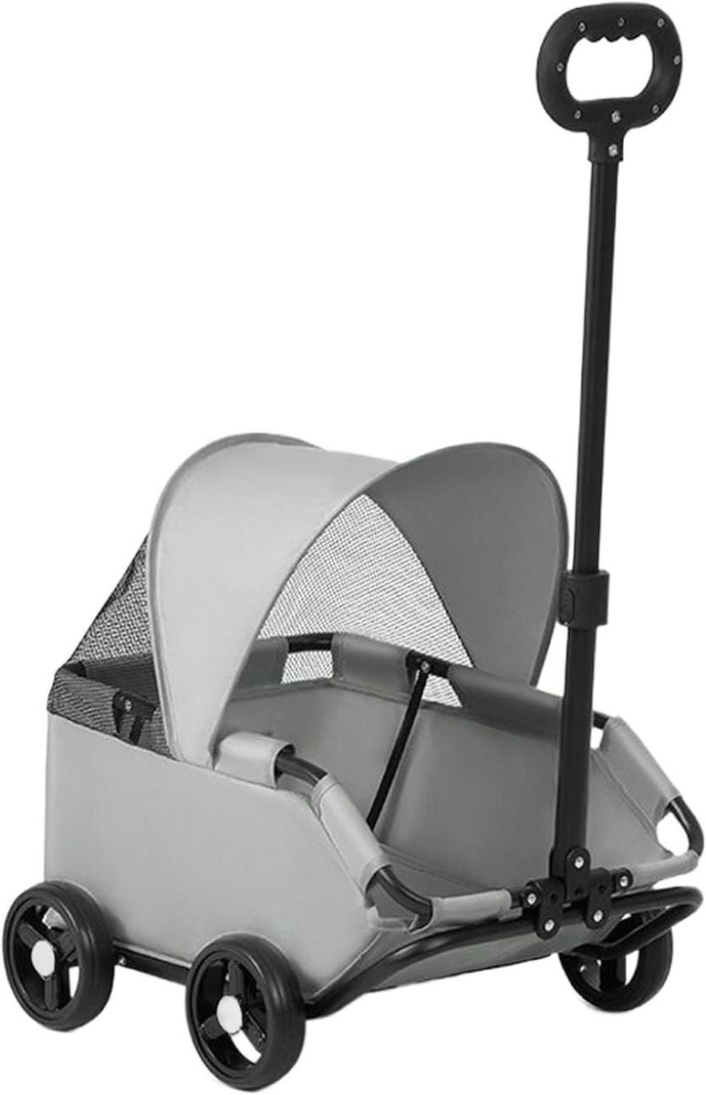 Opvouwbare Huisdierwagen - Draagbare Hondenwagen - Dagelijks Transport Huisdier - Ventilatie en Zicht - Tot 7 kg - Grijs