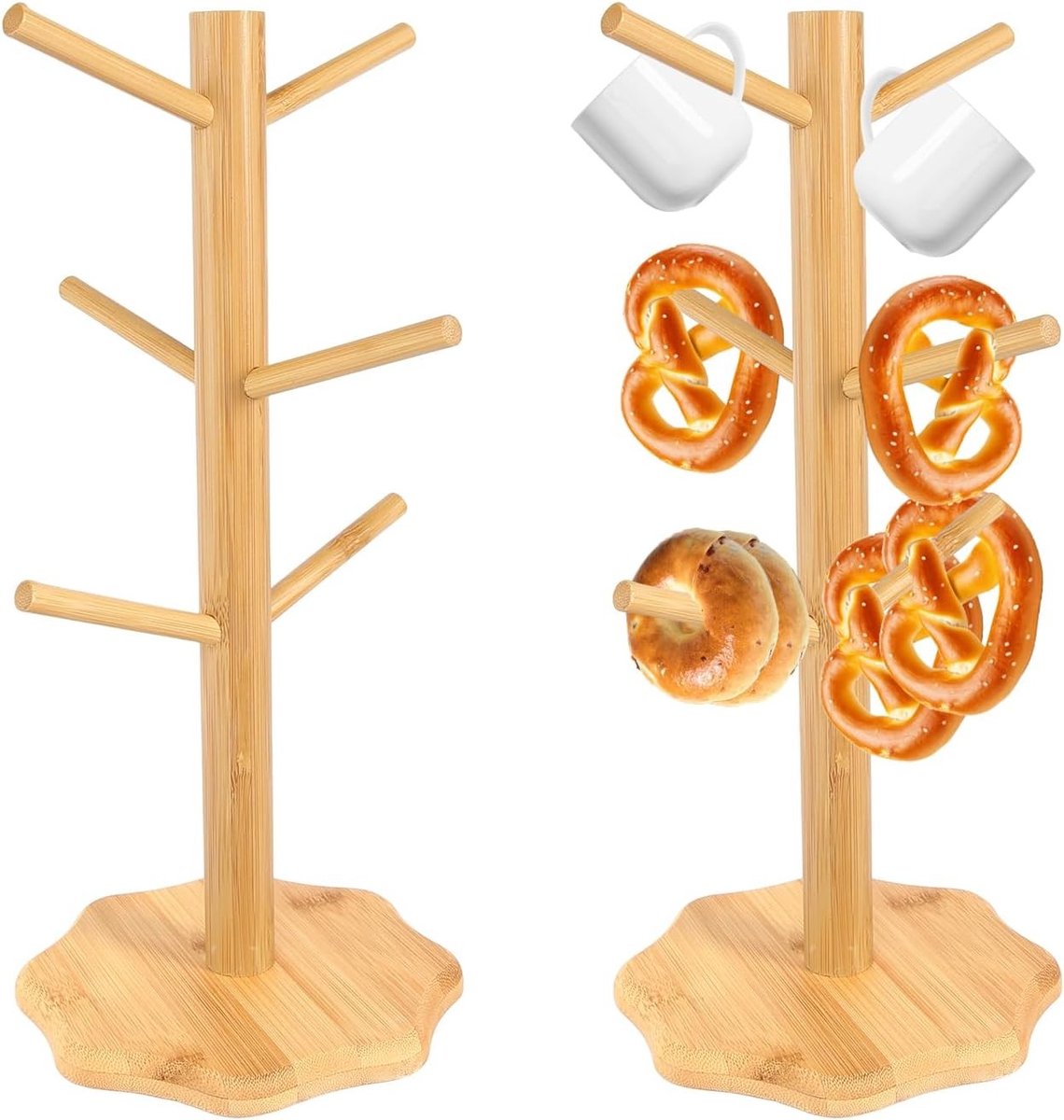 Koffiebekerhouder - Hout - 6 Haken - Mok Tree voor Koffiekopjes