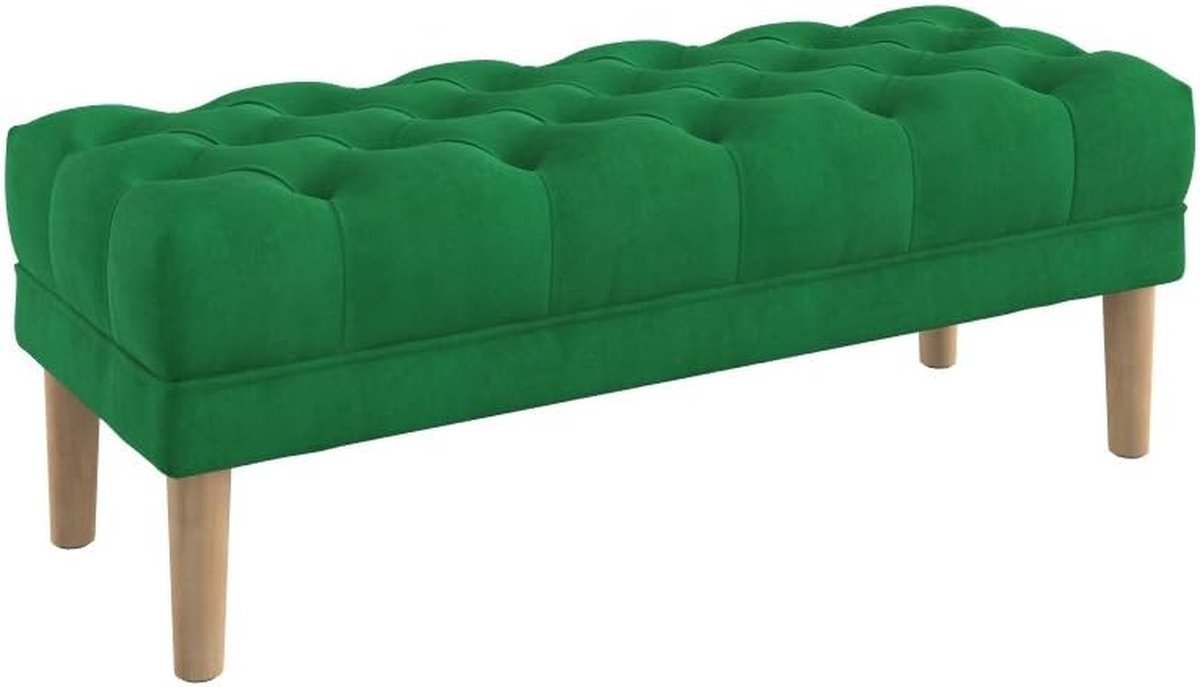 Zitbankje Gestoffeerd - Voetenbankje Hal - Comfortabel Zitten - Diep Geknoopt Blad - 120 cm Breed - Groen