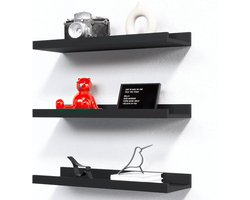 Set van 3 Zwarte Wandplanken van Hout, 40 cm - Modern voor F