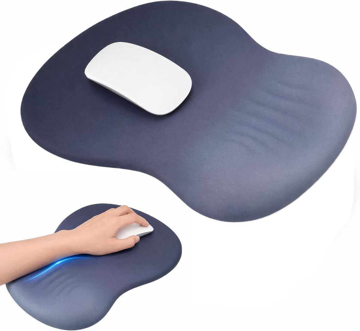 Muismat - ergonomische muismat met polssteun - zacht traagschuim - antislip onderkant van polyurethaan - comfortabele muismatten voor computer - laptop - kantoor - gaming - grijs kleurverloop