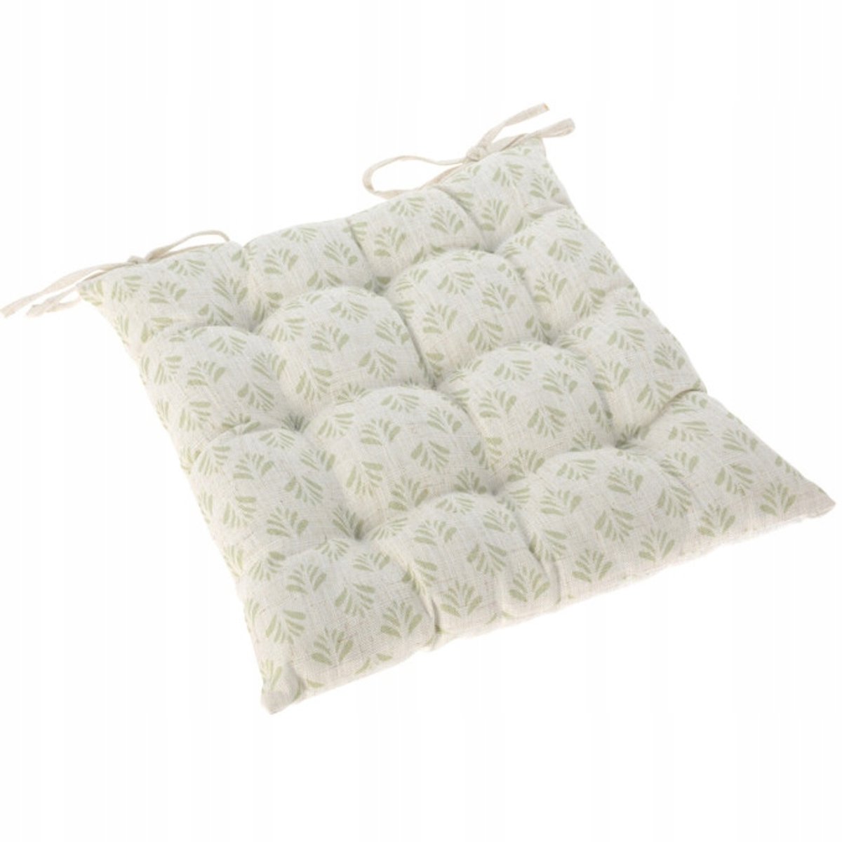 Beige Vierkant Stoelkussen met Plantenmotief - 40x40 cm